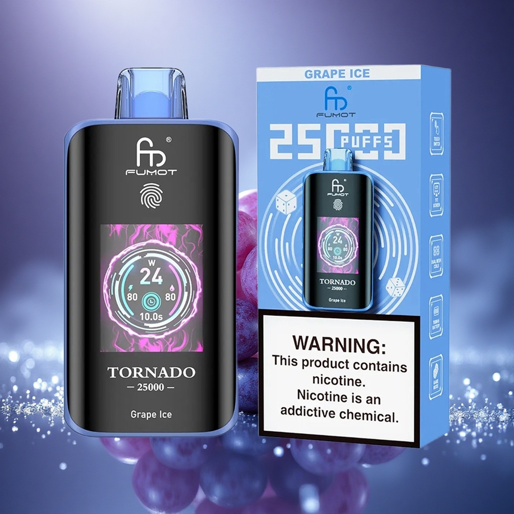 Fumot Tornado 25000 Puffs Glace de Raisin Écran HD 700mAh