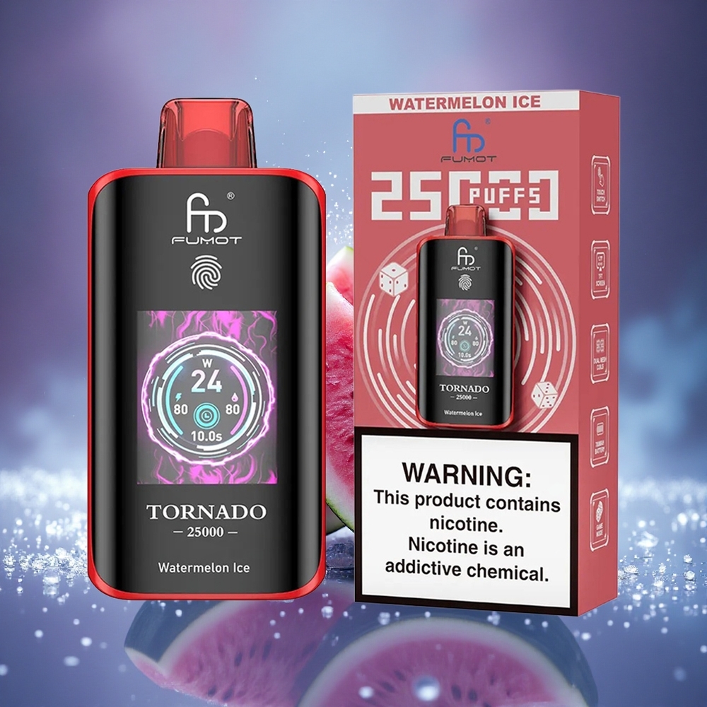 Fumot Tornado 25000 Puffs Glace à la Pastèque Écran HD Batterie Rechargeable