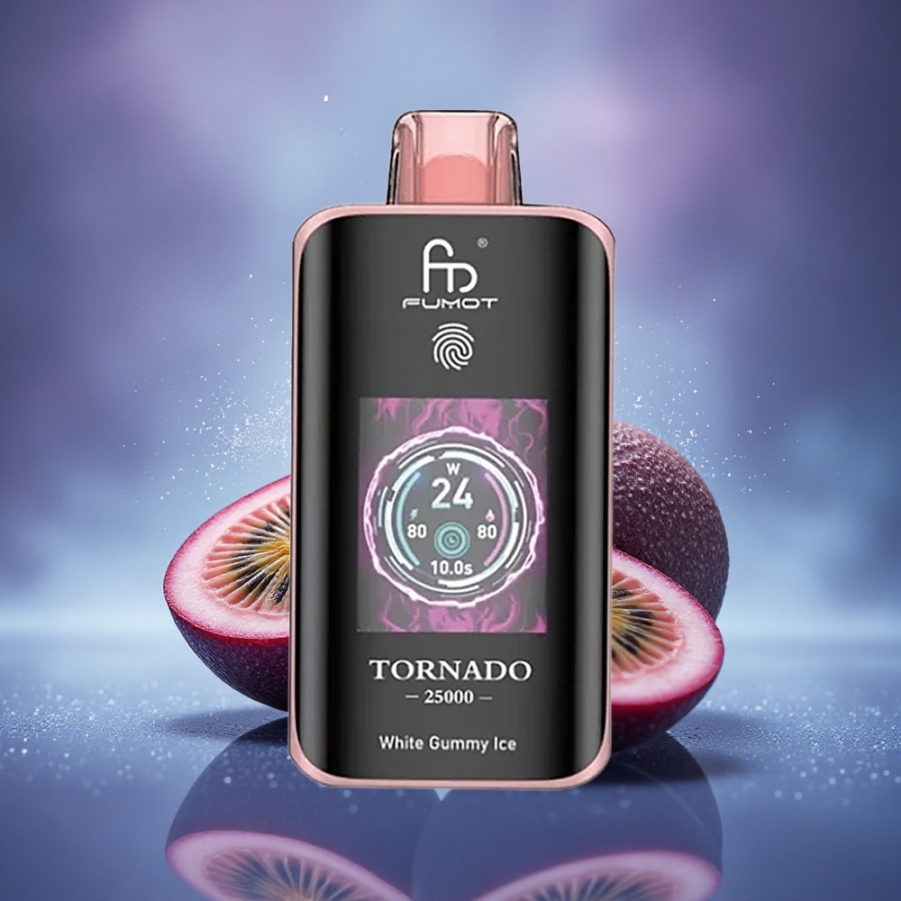 Fumot Tornado 25000 Puffs Kiwi Fruit de la Passion Goyave Écran HD Batterie Rechargeable