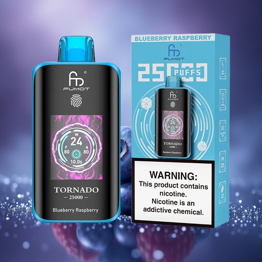 Fumot Tornado 25000 Puffs Myrtille Framboise Écran HD 700mAh Type-C