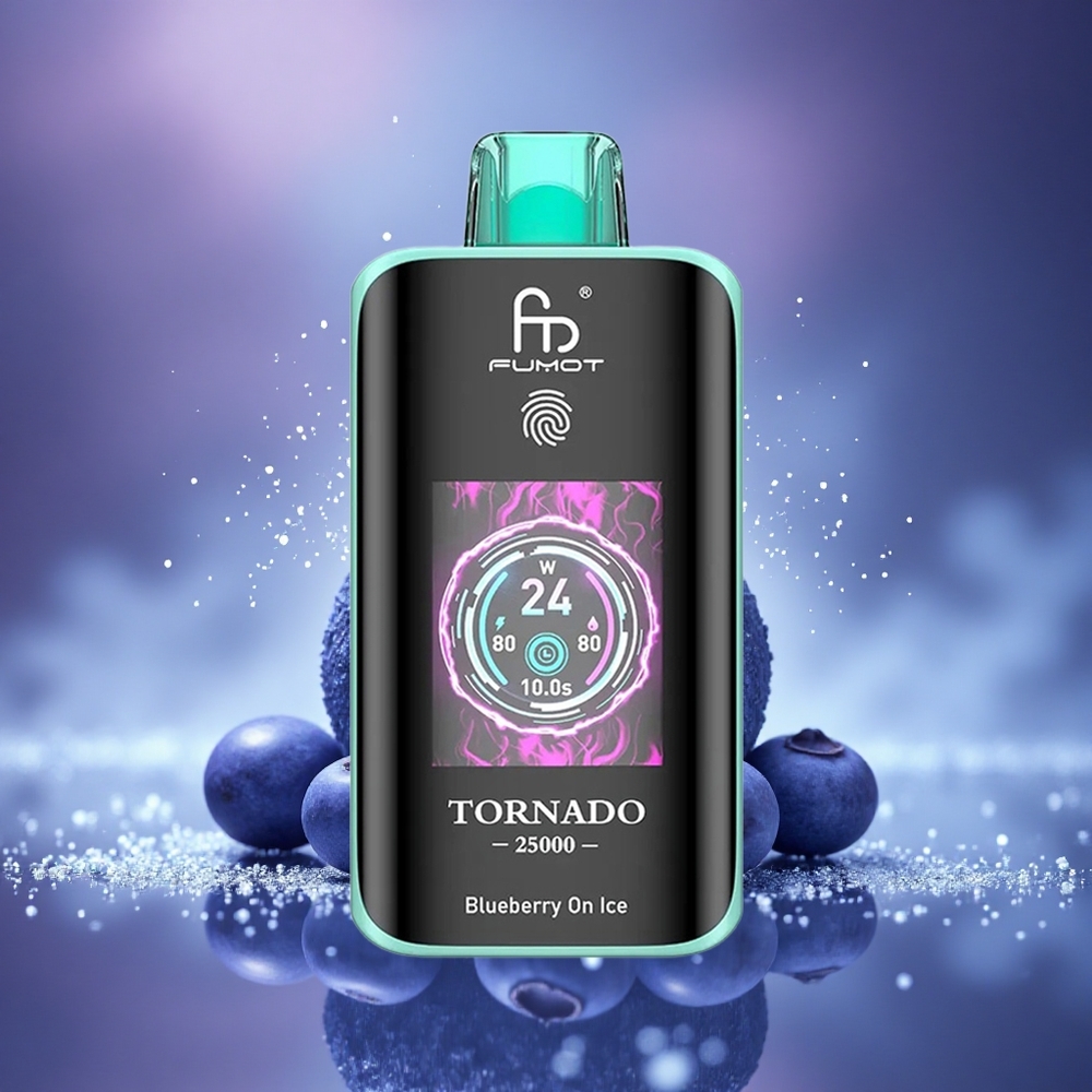 Fumot Tornado 25000 Puffs Myrtille Sur Glace Écran HD Batterie 700mAh
