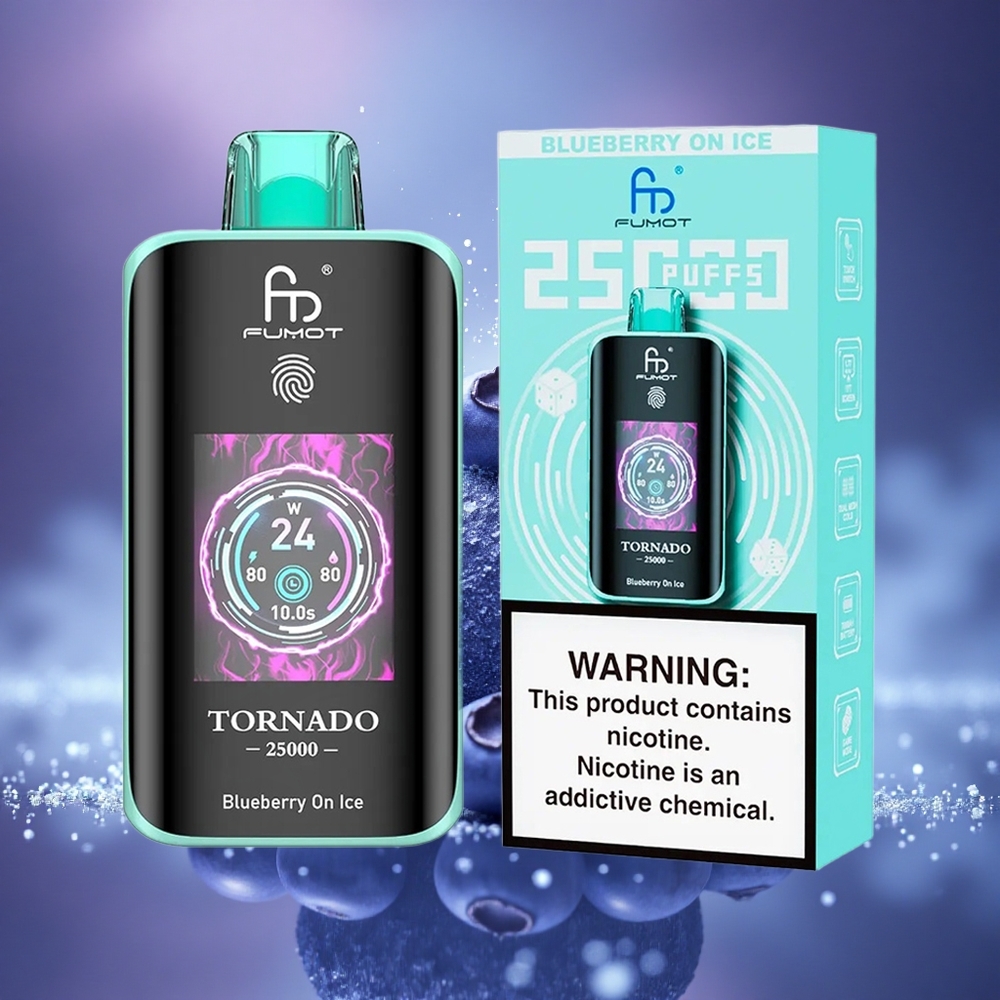 Fumot Tornado 25000 Puffs Myrtille Sur Glace Écran HD Batterie 700mAh