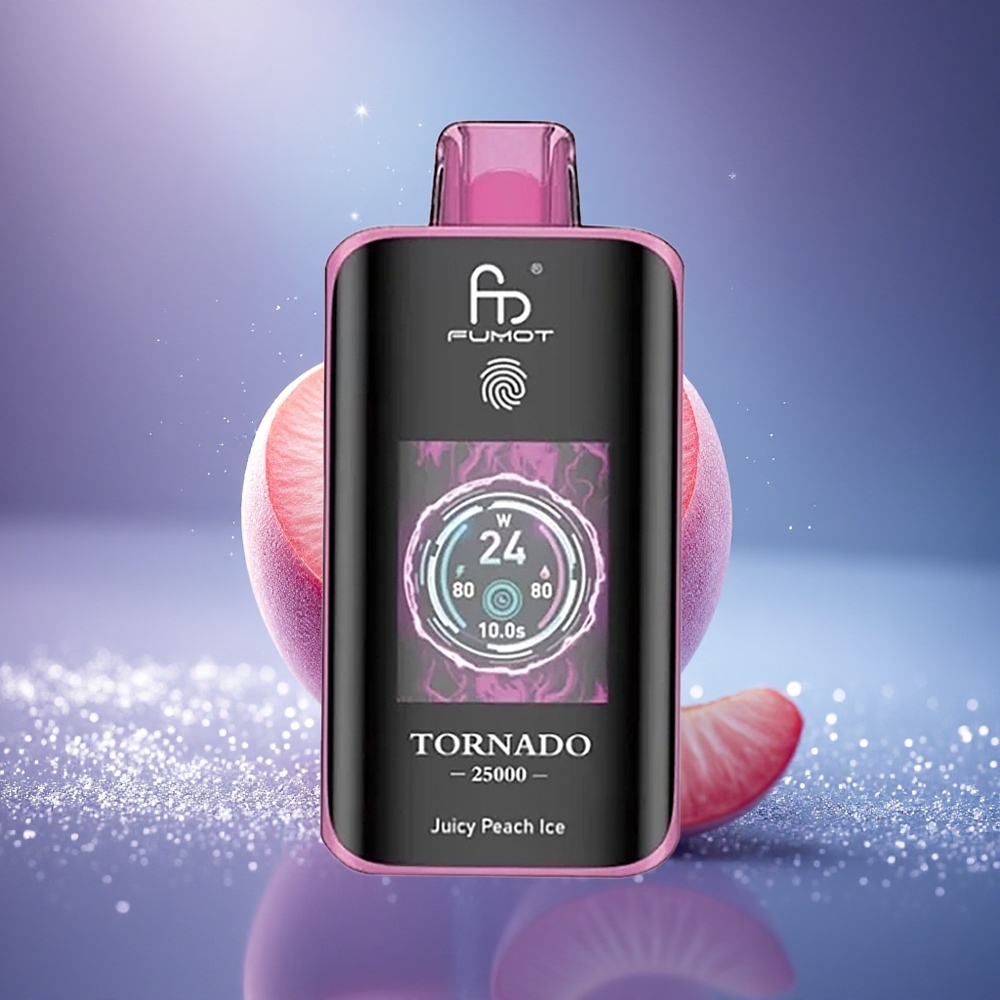 Fumot Tornado 25000 Puffs Pêche Juteuse Glace Écran HD 700mAh Type-C