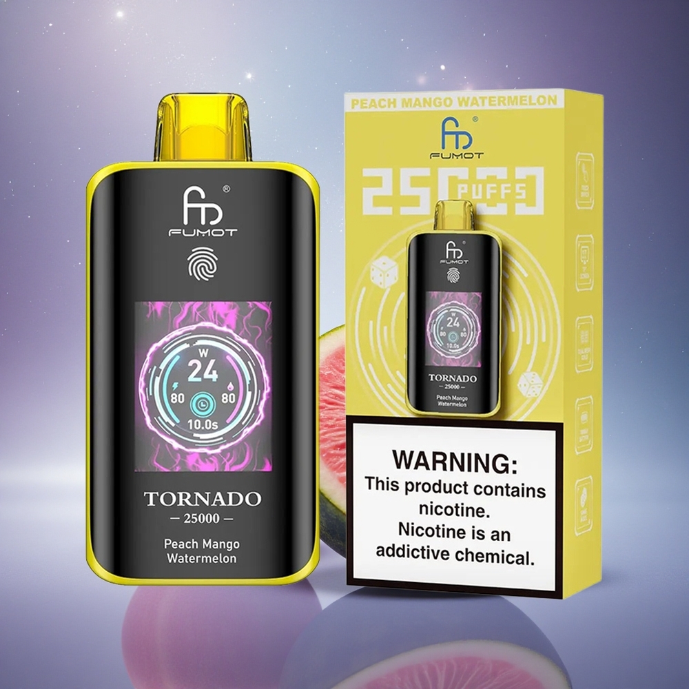 Fumot Tornado 25000 Puffs Pêche Mangue Pastèque HD Écran 700mAh 20ml