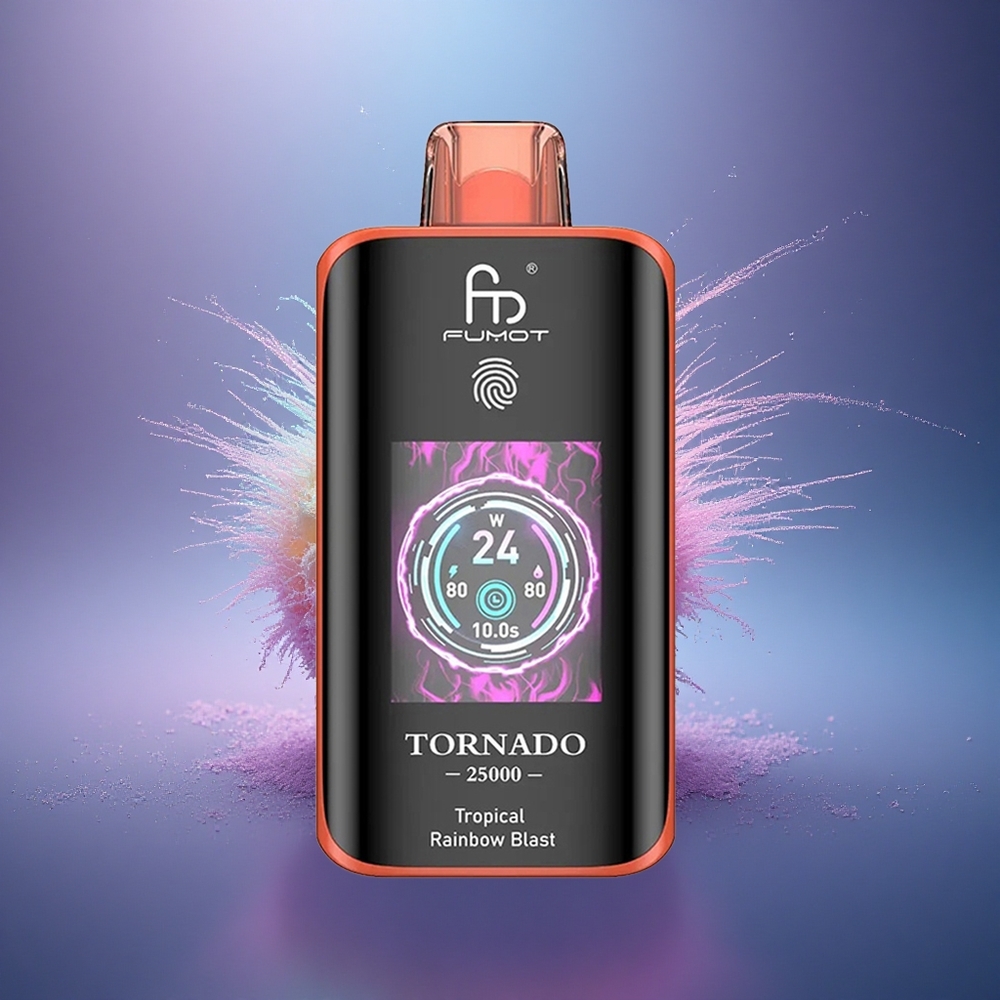 Fumot Tornado 25000 Puffs Éclat Arc-en-Ciel Tropical avec Écran HD et Batterie Rechargeable