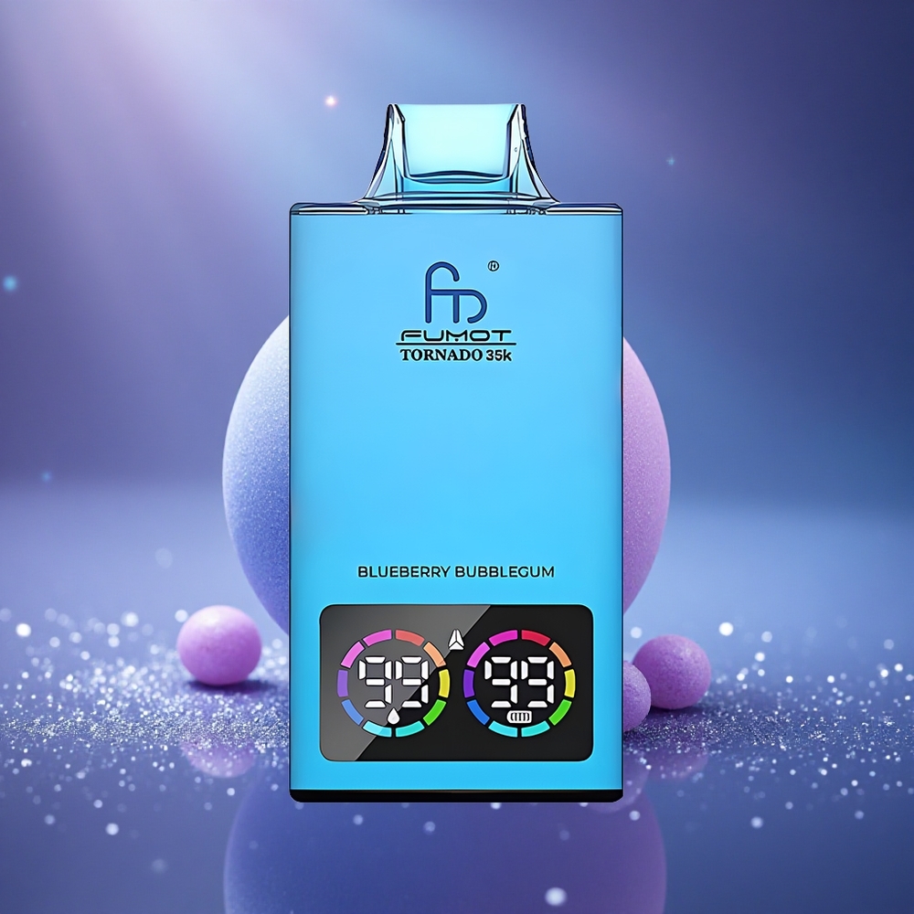 Fumot Tornado 35000 Puffs Bubblegum Myrtille Double Mesh Lumières RGB Charge Rapide