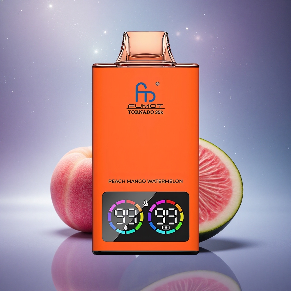 Fumot Tornado 35000 Puffs Eau de Pêche Mangue Pastèque avec Double Mesh et Lumières RGB