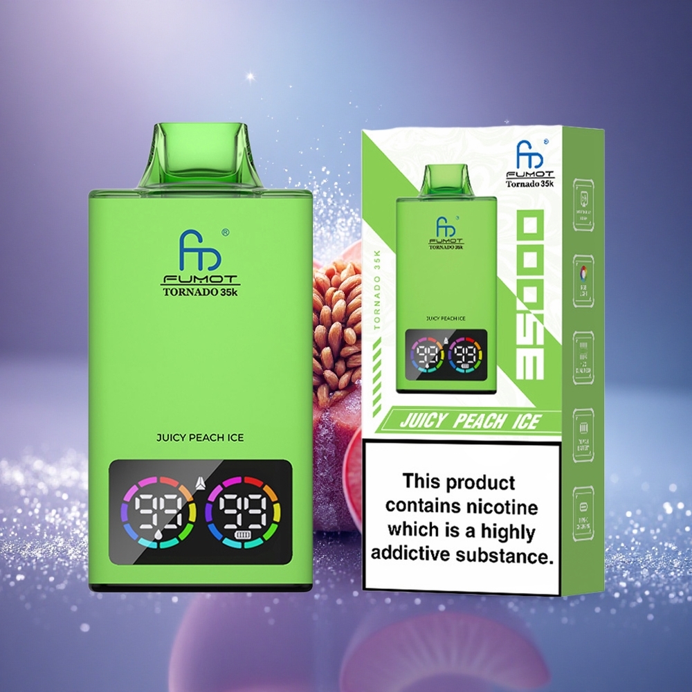 Fumot Tornado 35000 Puffs Pêche Juteuse Glace avec Double Bobine et Lumières RGB