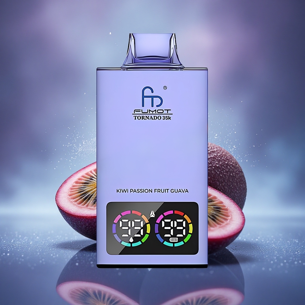 Fumot Tornado 35000 Puffs Passion Fruit Goyave Kiwi avec Double Mesh et Lumières RGB Variables