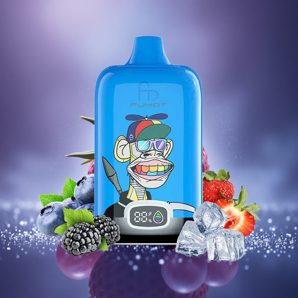 Fumot Tornado Digital Box 12000 Puffs Fraise Raisin Mesh Type-C Léger
