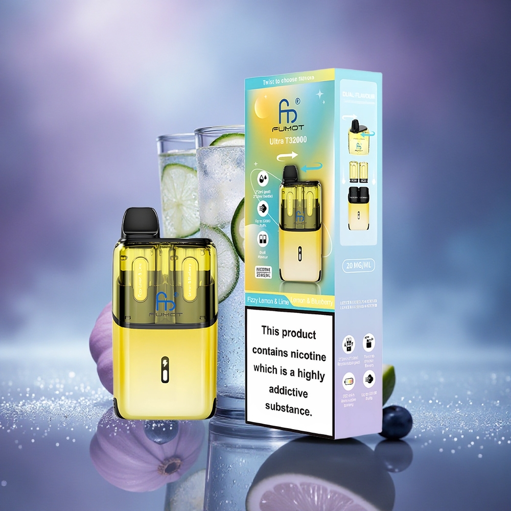 Fumot Ultra T32000 Puffs Citron Pétillant & Myrtille - Charge Rapide Type-C & Bobine Mesh Avancée