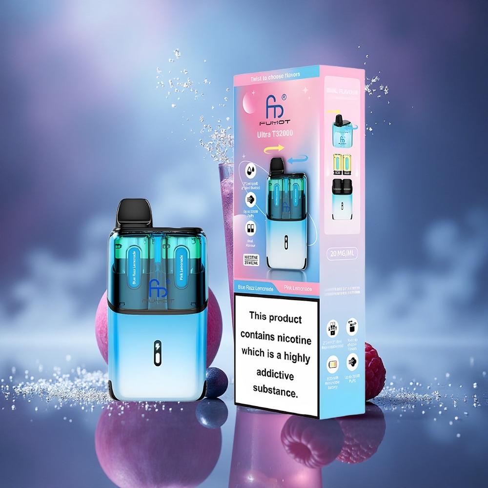 Fumot Ultra T32000 Puffs Citronnade Rose Bleue Raz avec Charge Rapide Type-C et Résistance à la Nicotine 20mg