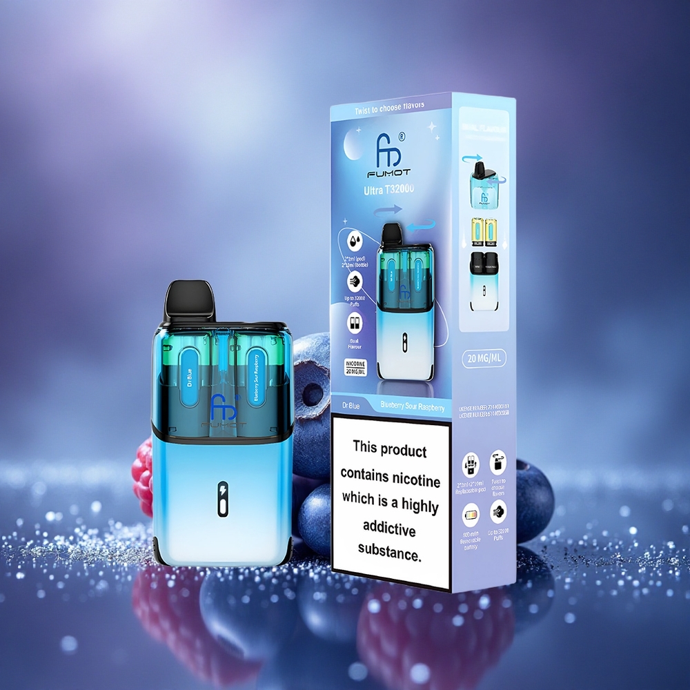 Fumot Ultra T32000 Puffs Dr Bleu - Myrtille Framboise Acidulée avec Batterie 800mAh et Charge Rapide Type-C