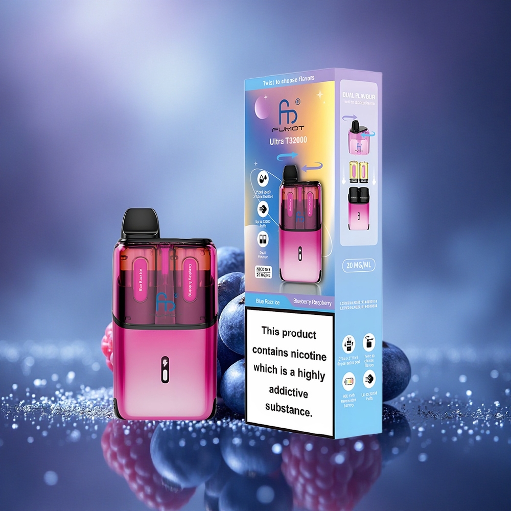 Fumot Ultra T32000 Puffs Glace Bleu Framboise - Double Liquide & Charge Rapide