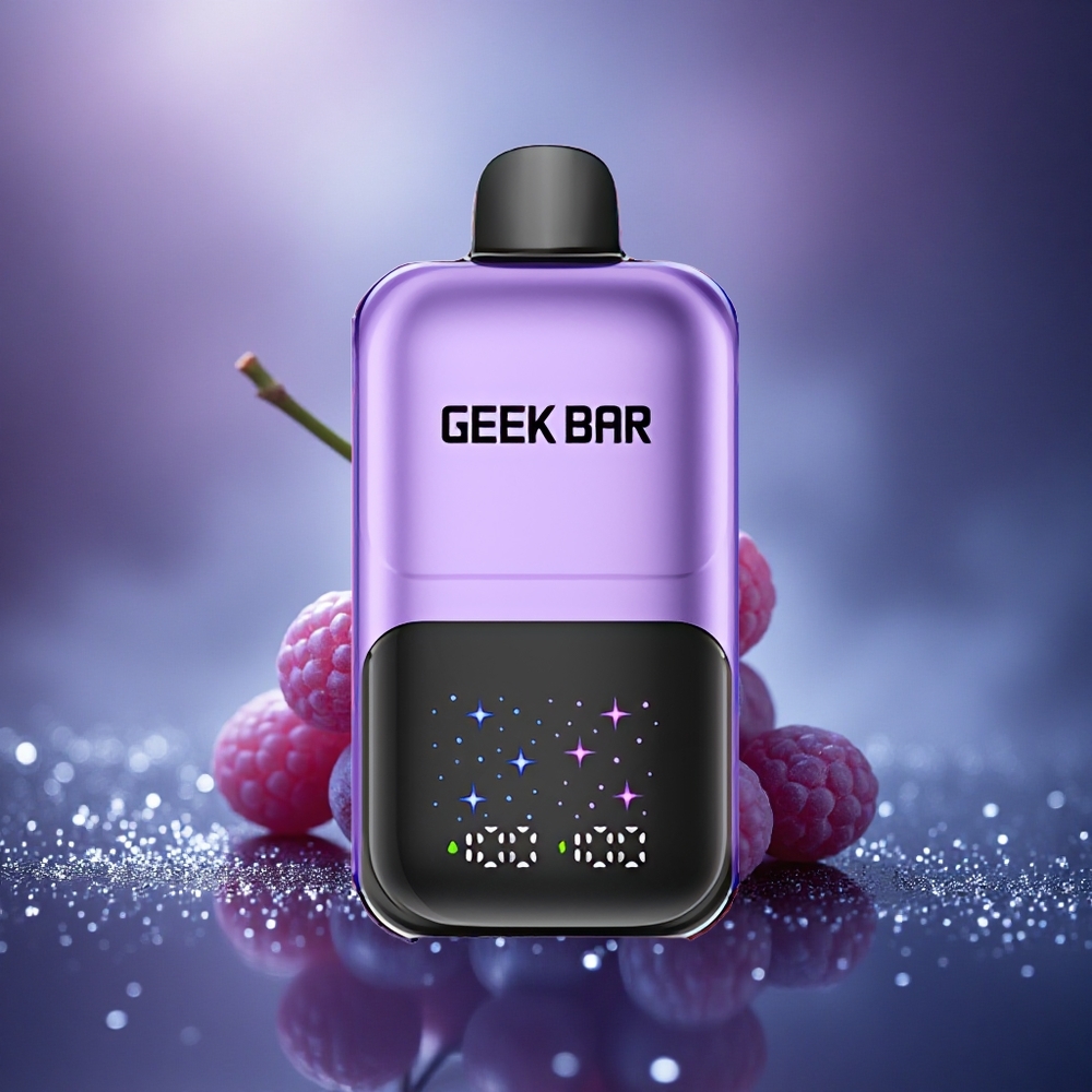 GEEK BAR 2GO 20ml 50000 Puffs Framboise & Raisin Écran Interactif Rechargeable