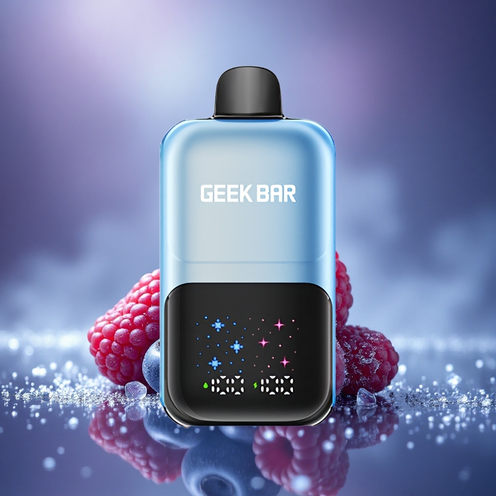 GEEK BAR 2GO 20ml 50000 Puffs Glace Myrtille Framboise Écran Interactif Batterie Rechargeable