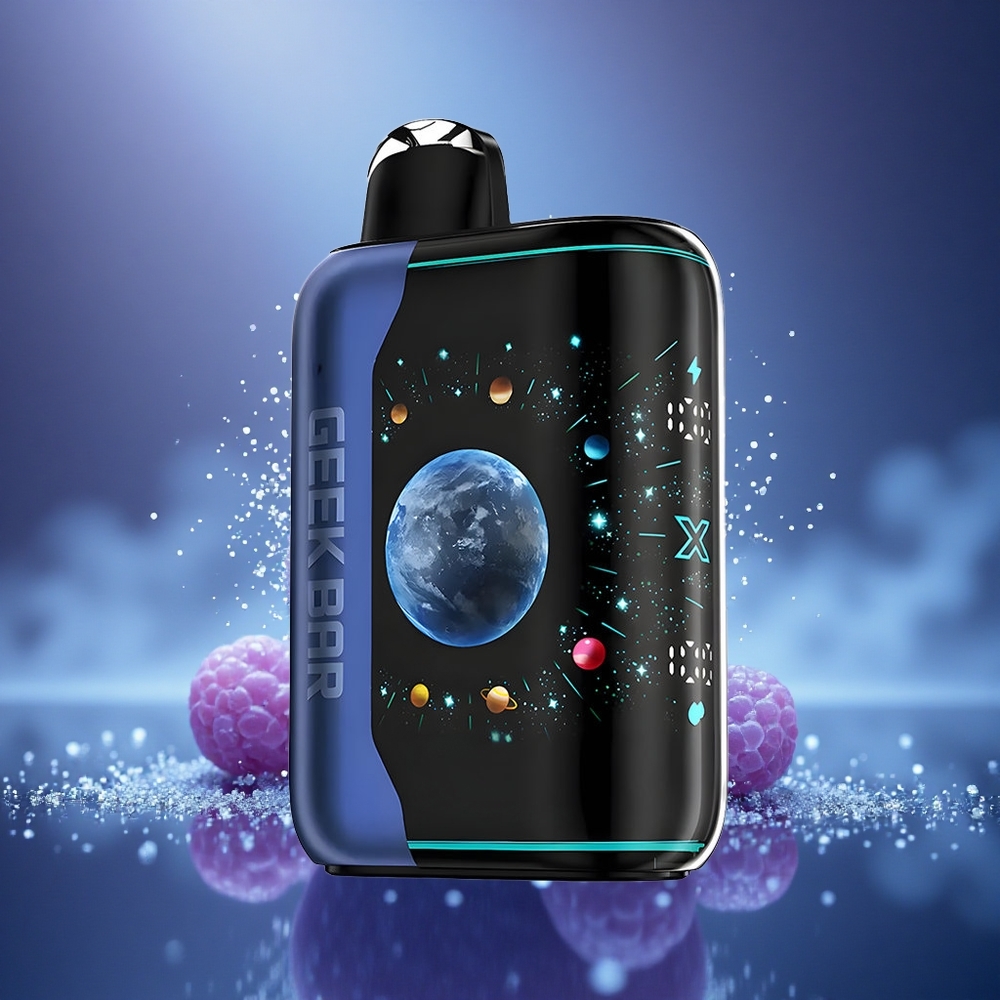 GEEK BAR Platinum Edition 25000 Puffs Glace Bleue Framboise Platine avec Charge Rapide et Double Mesh