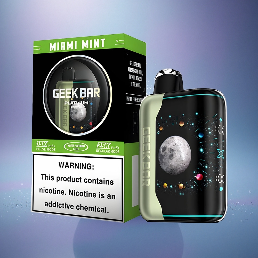 GEEK BAR Platinum Edition 25000 Puffs Menthe Miami Platine Écran Dynamique