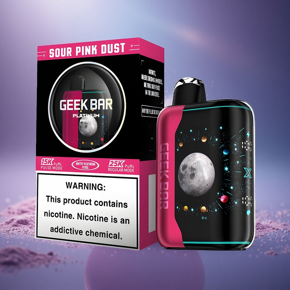 GEEK BAR Platinum Edition 25000 Puffs Poussière Rose Acidulée avec Dual Mesh Coil et Charge Rapide USB-C
