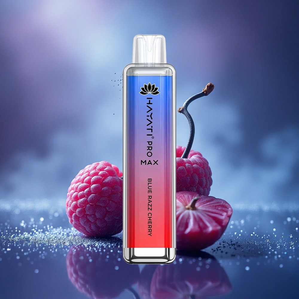 Hayati Pro Max 4000 Puffs Cerise Bleue Razz Rechargeable 2% LED