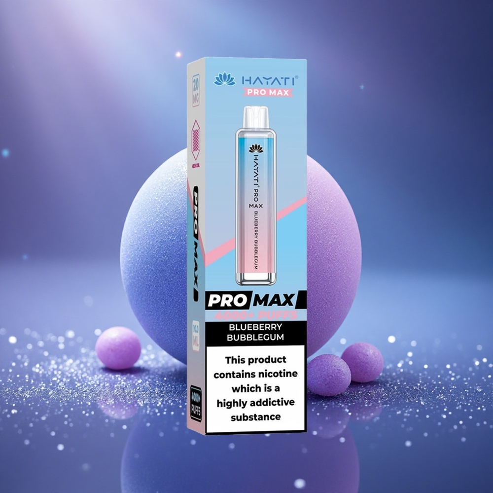 Hayati Pro Max 4000 Puffs Chewing-gum à la Myrtille Rechargeable Dual Mesh