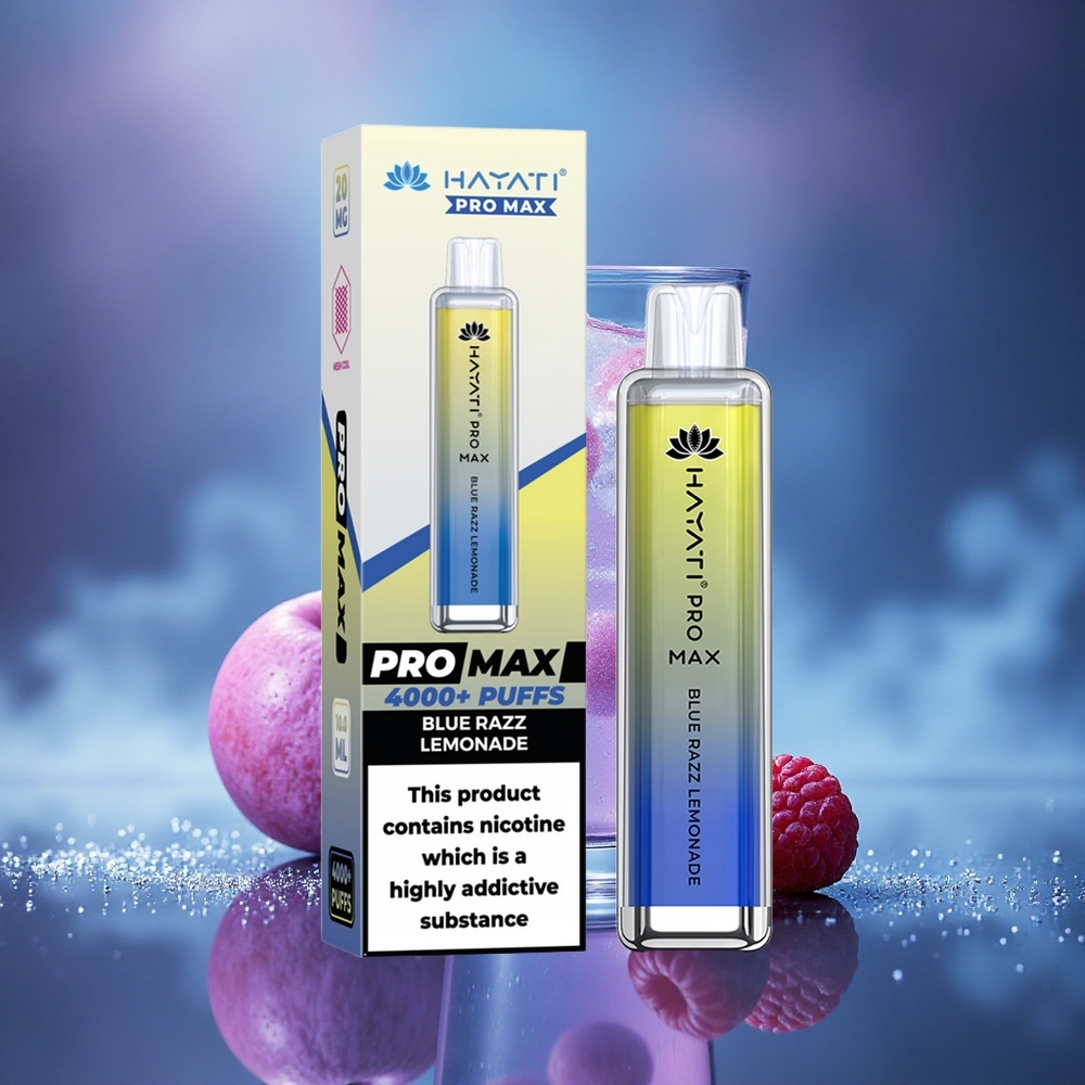 Hayati Pro Max 4000 Puffs Citronnade Framboise Bleue Rechargeable à Double Bobine