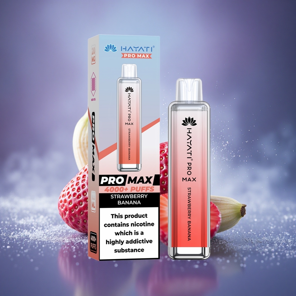 Hayati Pro Max 4000 Puffs Fraise Banane Dual Mesh 2ml Rechargeable
