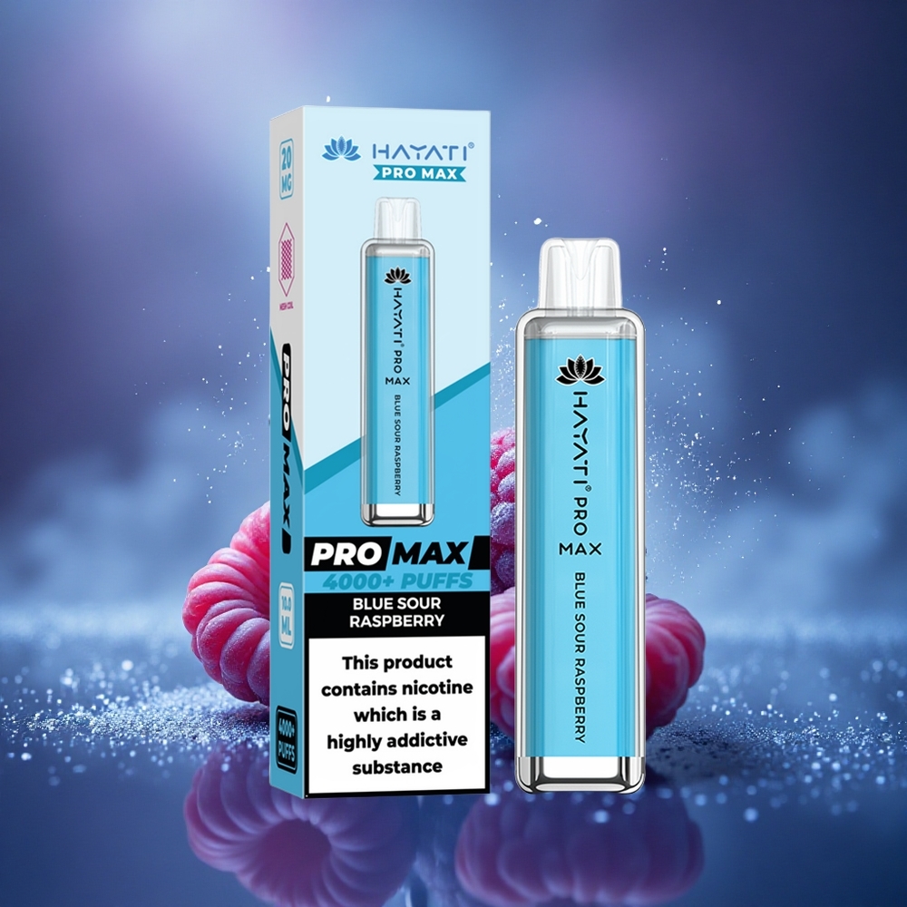 Hayati Pro Max 4000 Puffs Framboise Acidulée Bleue Rechargeable 1400mAh