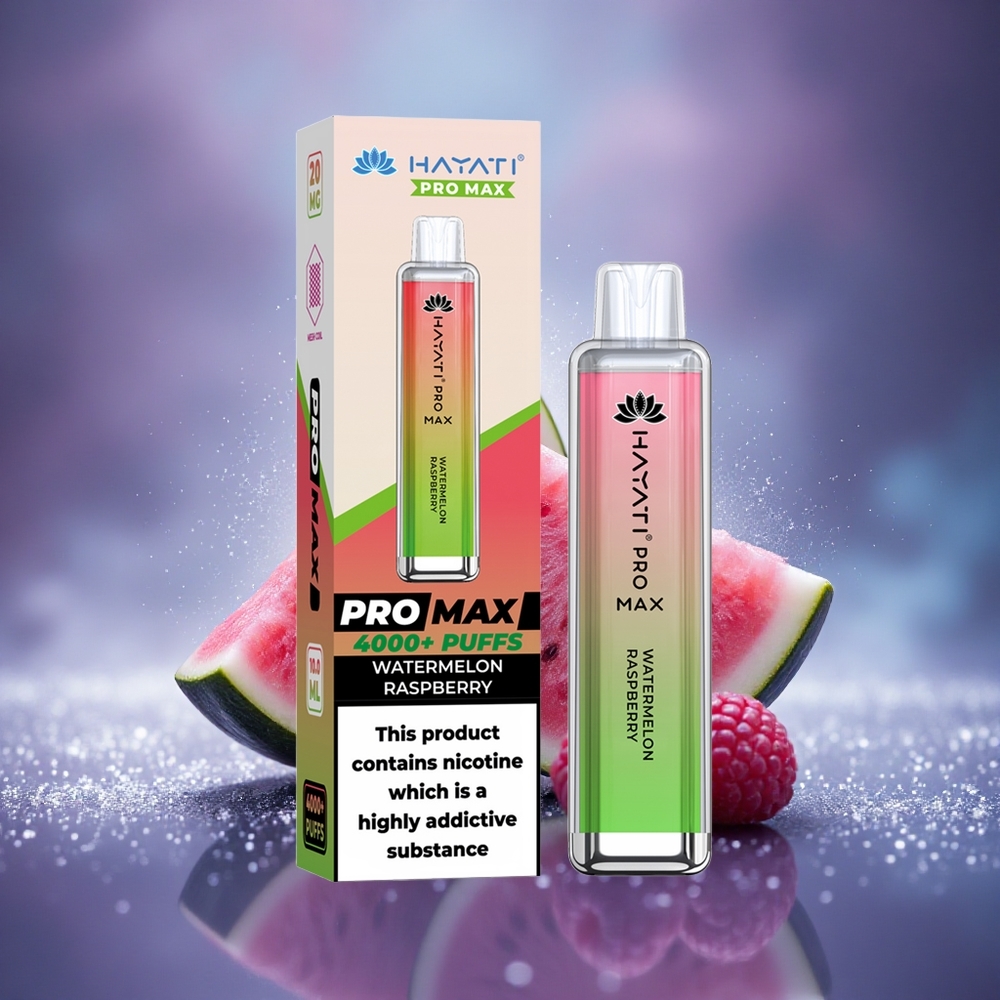 Hayati Pro Max 4000 Puffs Framboise Pastèque Rechargeable LED