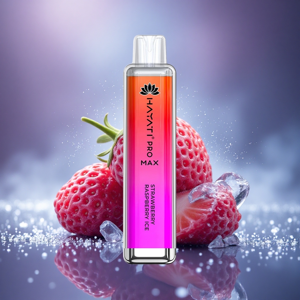 Hayati Pro Max 4000 Puffs Glace Fraise Framboise Rechargeable à Double Bobine