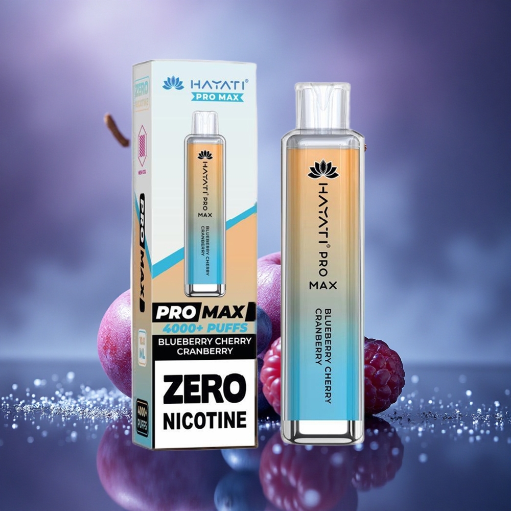 Hayati Pro Max 4000 Puffs Myrtille Cerise Canneberge Rechargeable à Double Bobine