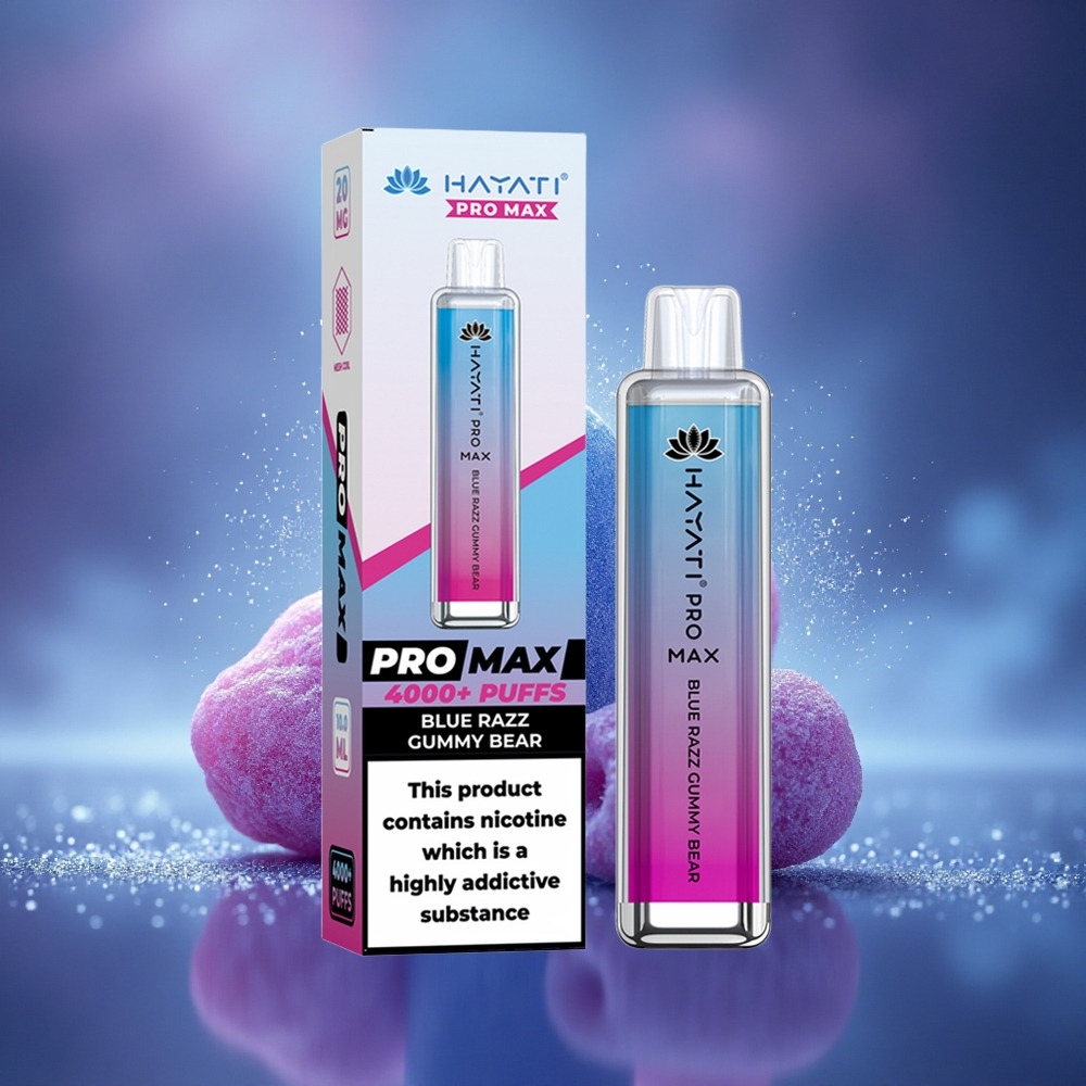 Hayati Pro Max 4000 Puffs Ourson Gummy Bleu Rechargeable à Double Bobine
