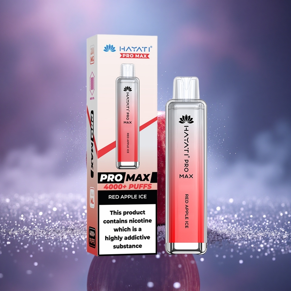 Hayati Pro Max 4000 Puffs Pomme Rouge Glace Rechargeable 2ml Dual Mesh