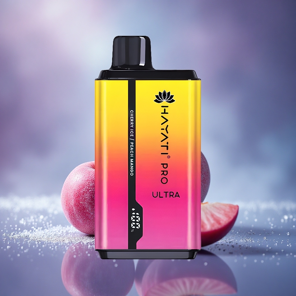 Hayati Pro Ultra 15000 Puffs Cerise Glace Pêche Mangue 850mAh 24ml 2%