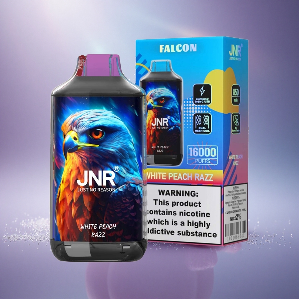 JNR Falcon 16000 Pêche Blanche Framboise Double Mesh 22ml