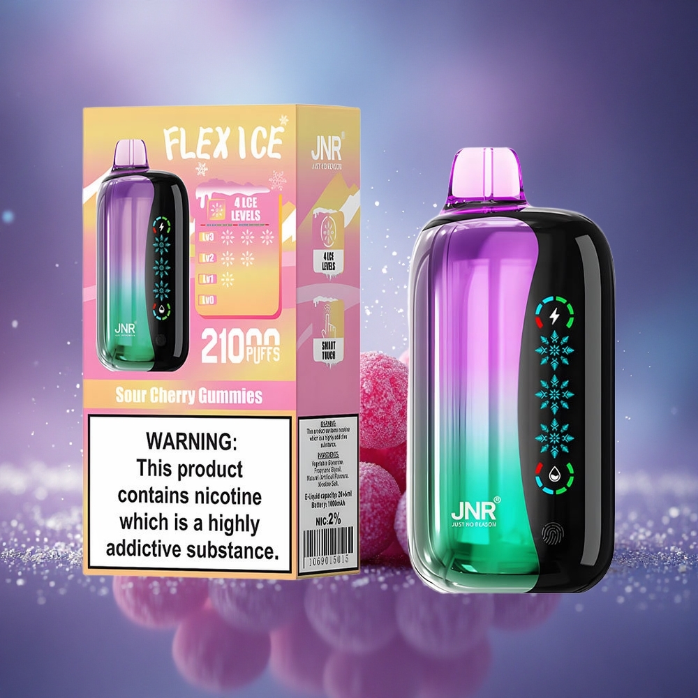 JNR Flex Ice 21000 Bonbons Gélifiés Cerise Acidulée avec Ajustement Glacial et Écran Tactile
