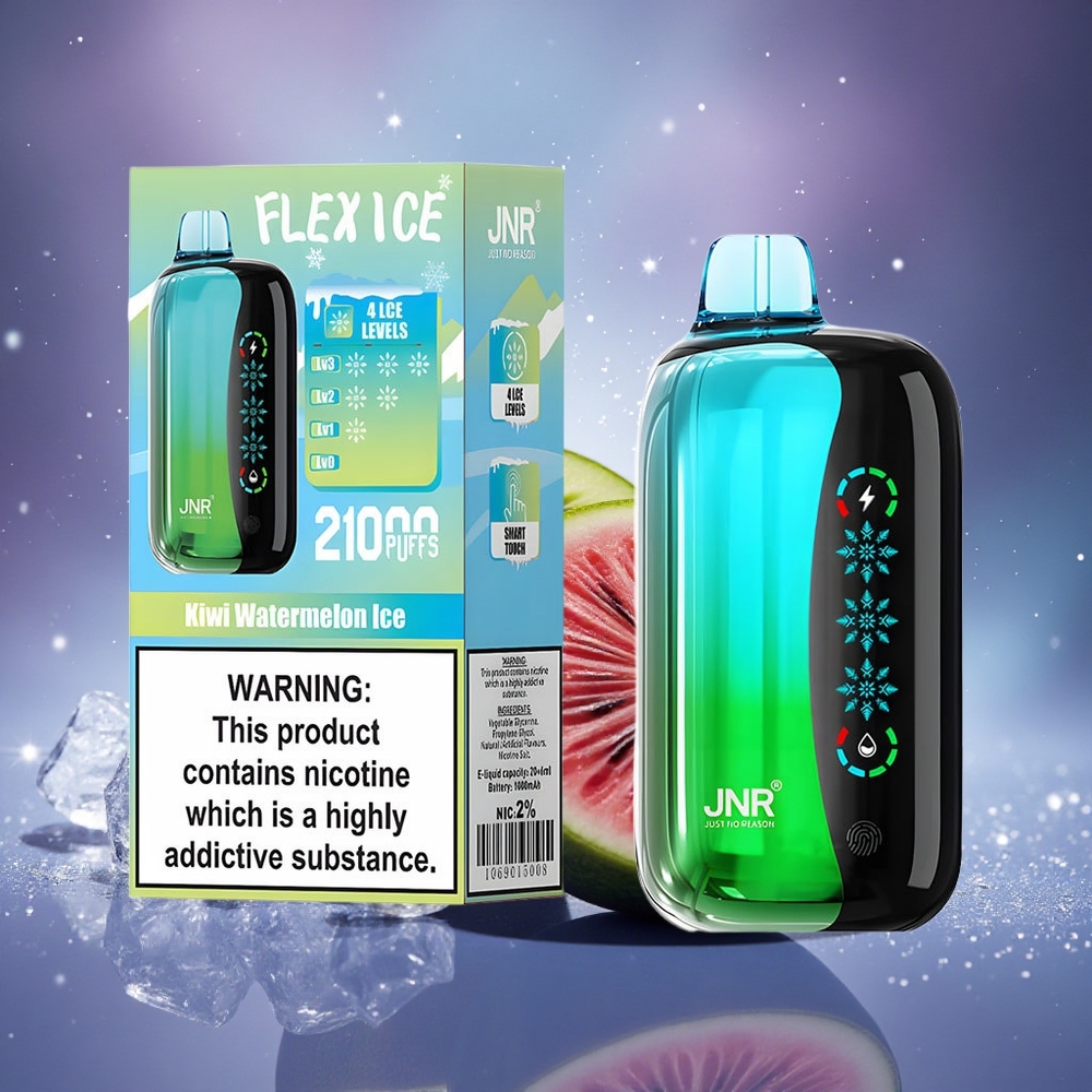 JNR Flex Ice 21000 Glace Kiwi Pastèque avec Ice Adjustable et Dual Mesh