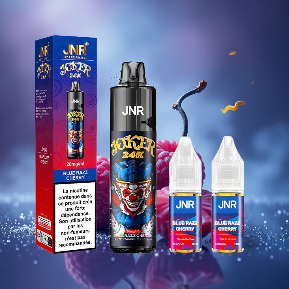 JNR Joker 24K Cerise Framboise Bleue avec Recharge Latérale et Niveau de Liquide Visible