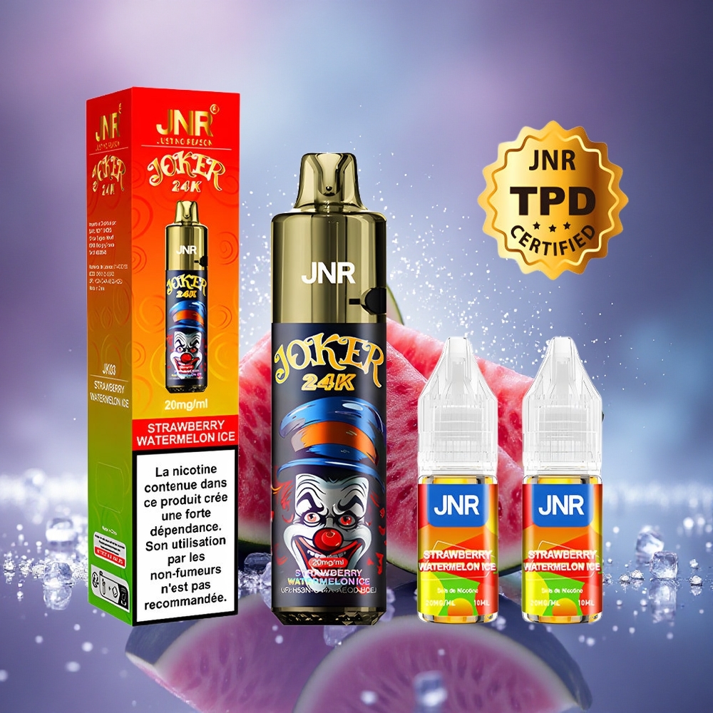 JNR Joker 24K Fraise Pastèque Glace avec Recharge Latérale et Batterie 800mAh