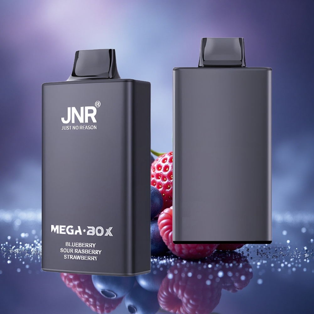 JNR Mega Box 25000 Framboise Acidulée Fraise Myrtille avec Double Bobine et Charge Rapide Type-C
