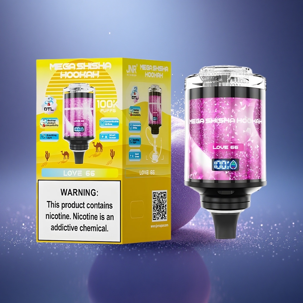 JNR Mega Shisha Hookah 100K Amour 66 - 60ml Écran Intelligent Batterie 2200mAh