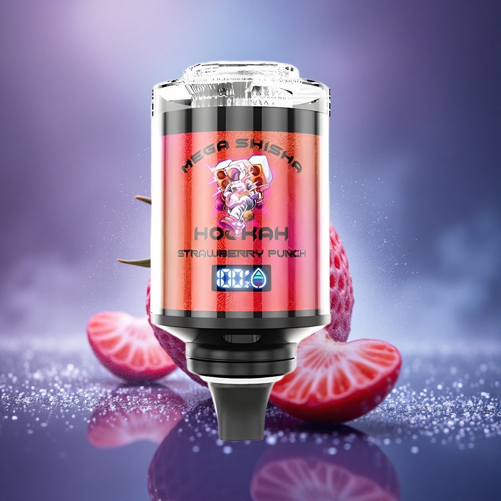 JNR Mega Shisha Hookah 100K Fraise Punch Écran Intelligent 2200mAh