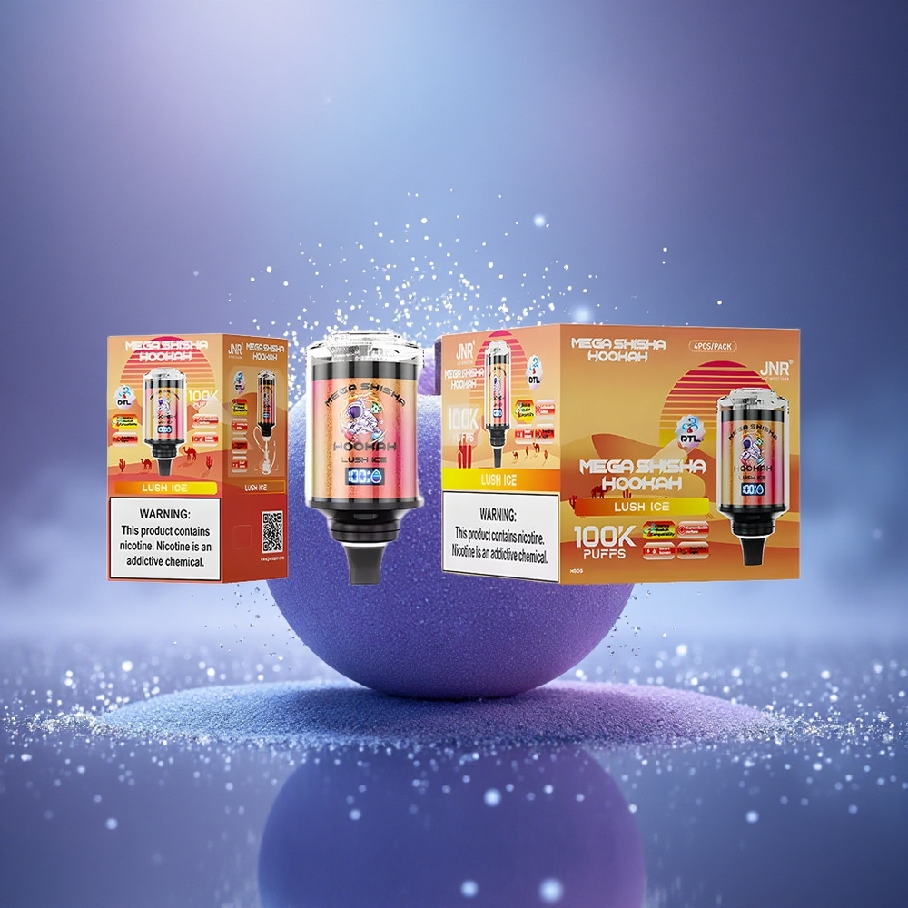 JNR Mega Shisha Hookah 100K Glace Rafraîchissante 2200mAh Écran Intelligent