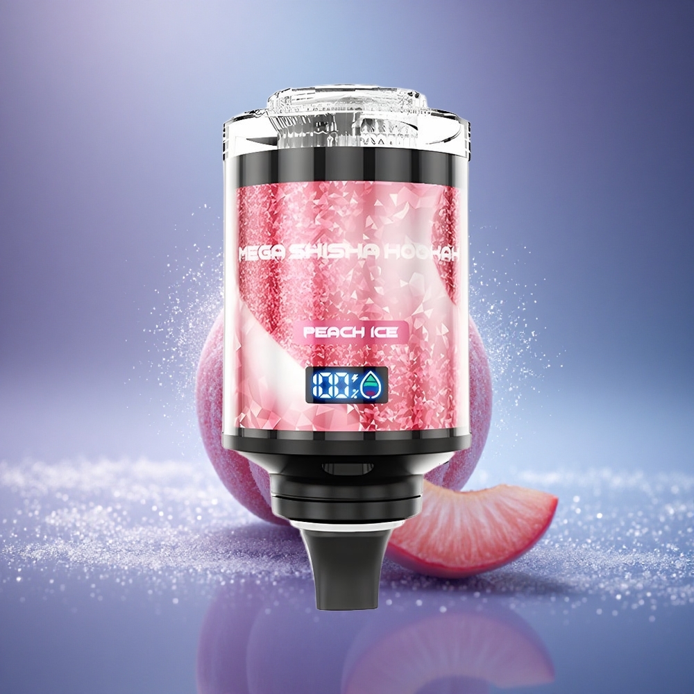 JNR Mega Shisha Hookah 100K Glace de Pêche 2200mAh Écran Intelligent