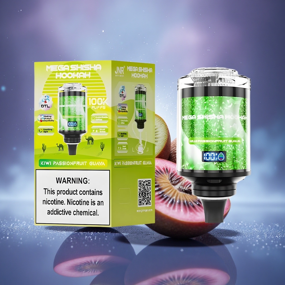 JNR Mega Shisha Hookah 100K Kiwi Fruit de la Passion Goyave Lumière Interactive Écran Intelligent