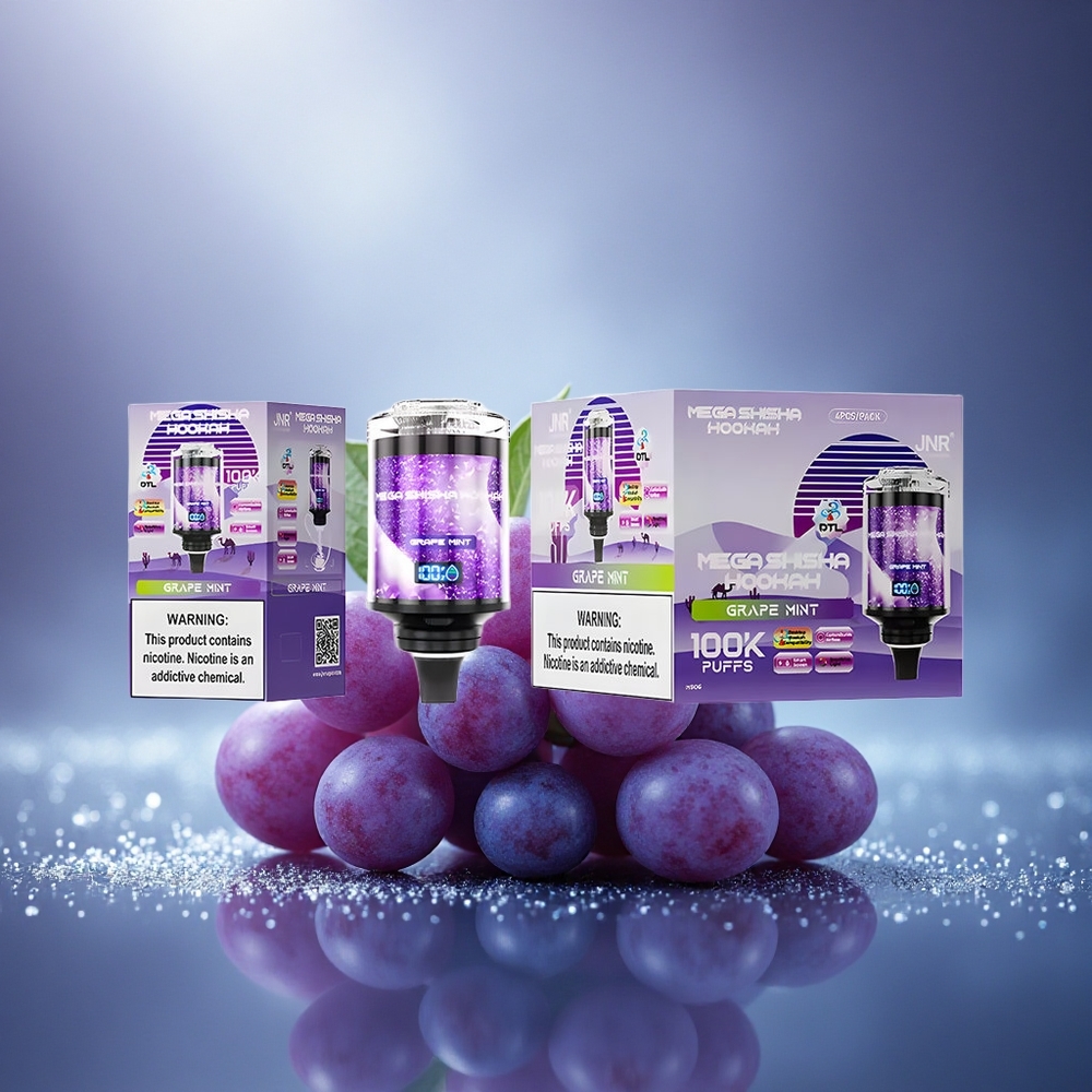 JNR Mega Shisha Hookah 100K Menthe Raisin Écran Intelligent 2200mAh