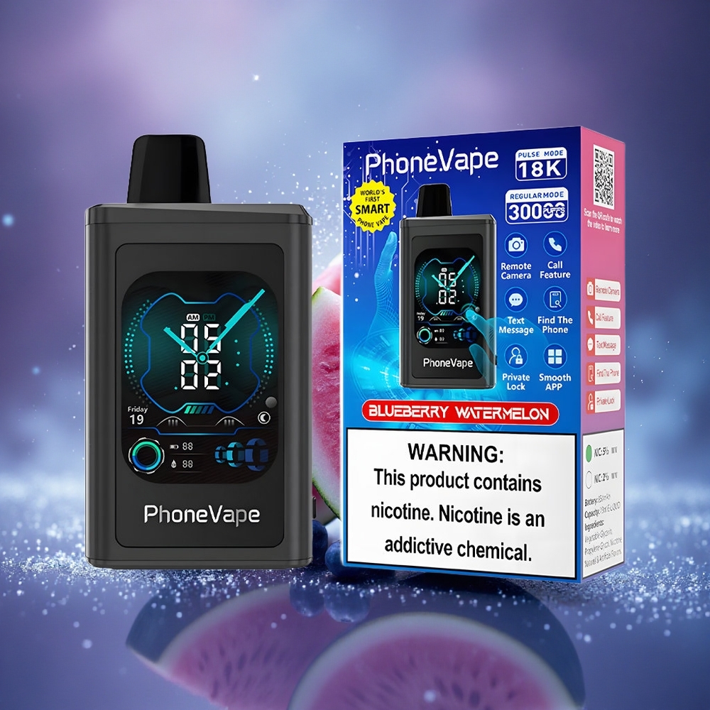 JNR PhoneVape 30000 Eau de Pastèque Myrtille Turbo Écran Complet