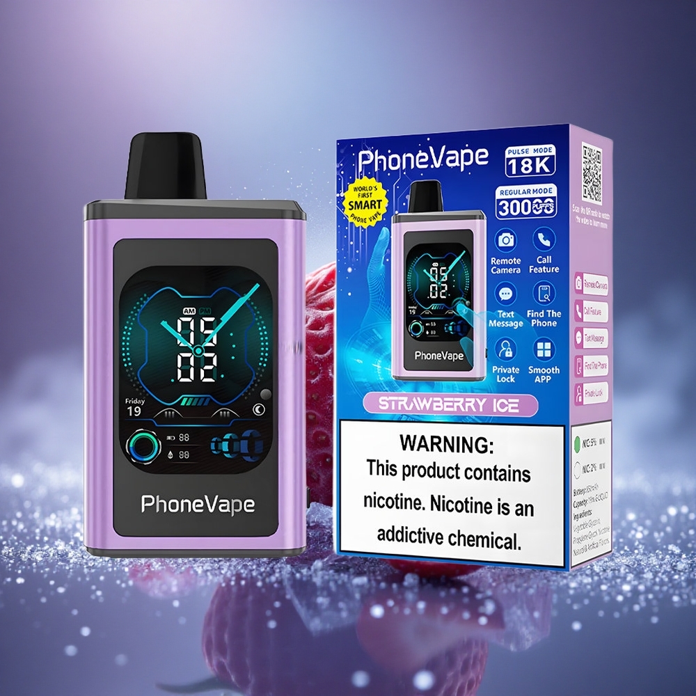 JNR PhoneVape 30000 Fraise Glace avec Turbo et App Contrôlée