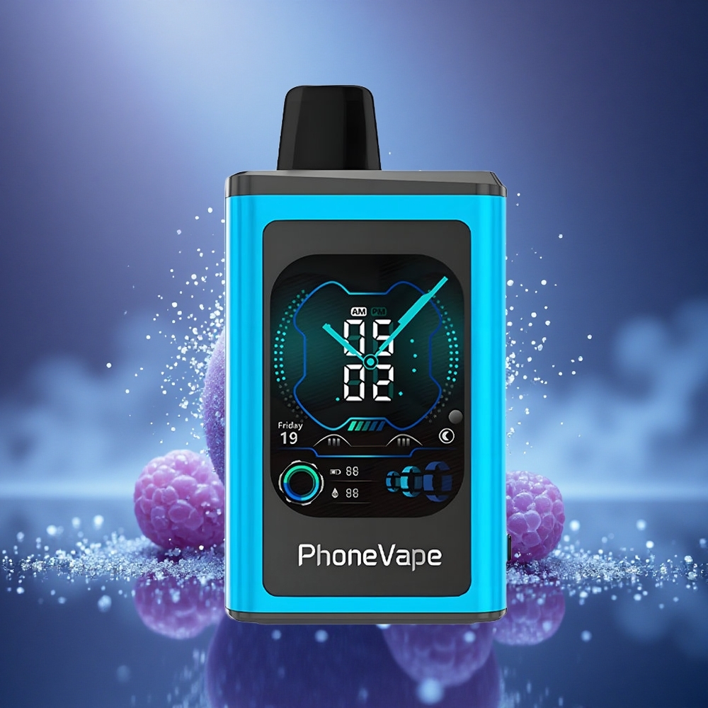 JNR PhoneVape 30000 Glace Bleue Framboise avec Turbo et Affichage Complet