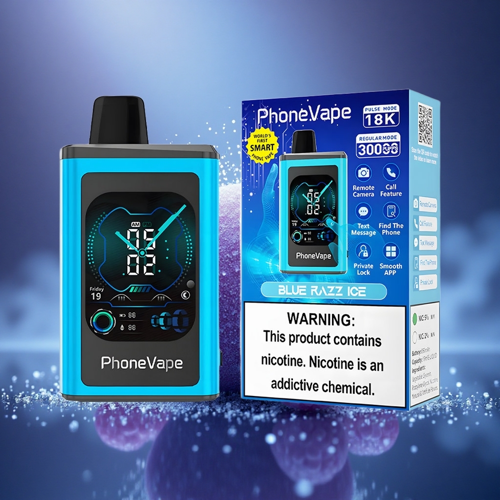 JNR PhoneVape 30000 Glace Bleue Framboise avec Turbo et Affichage Complet